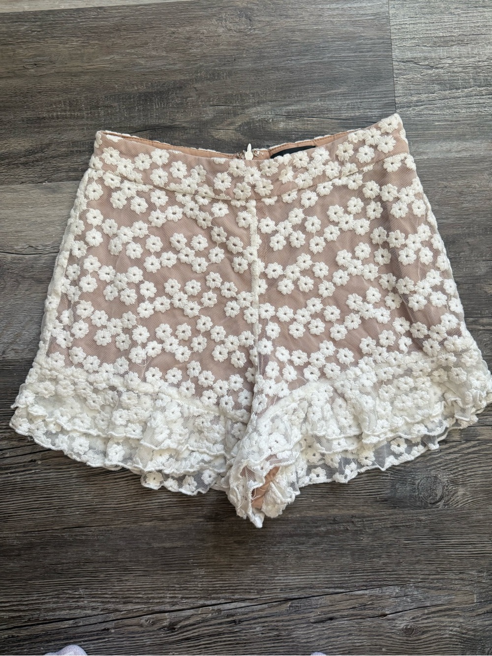 MAJORELLE by Revolve Cream Floral Lace High-Waist Shorts